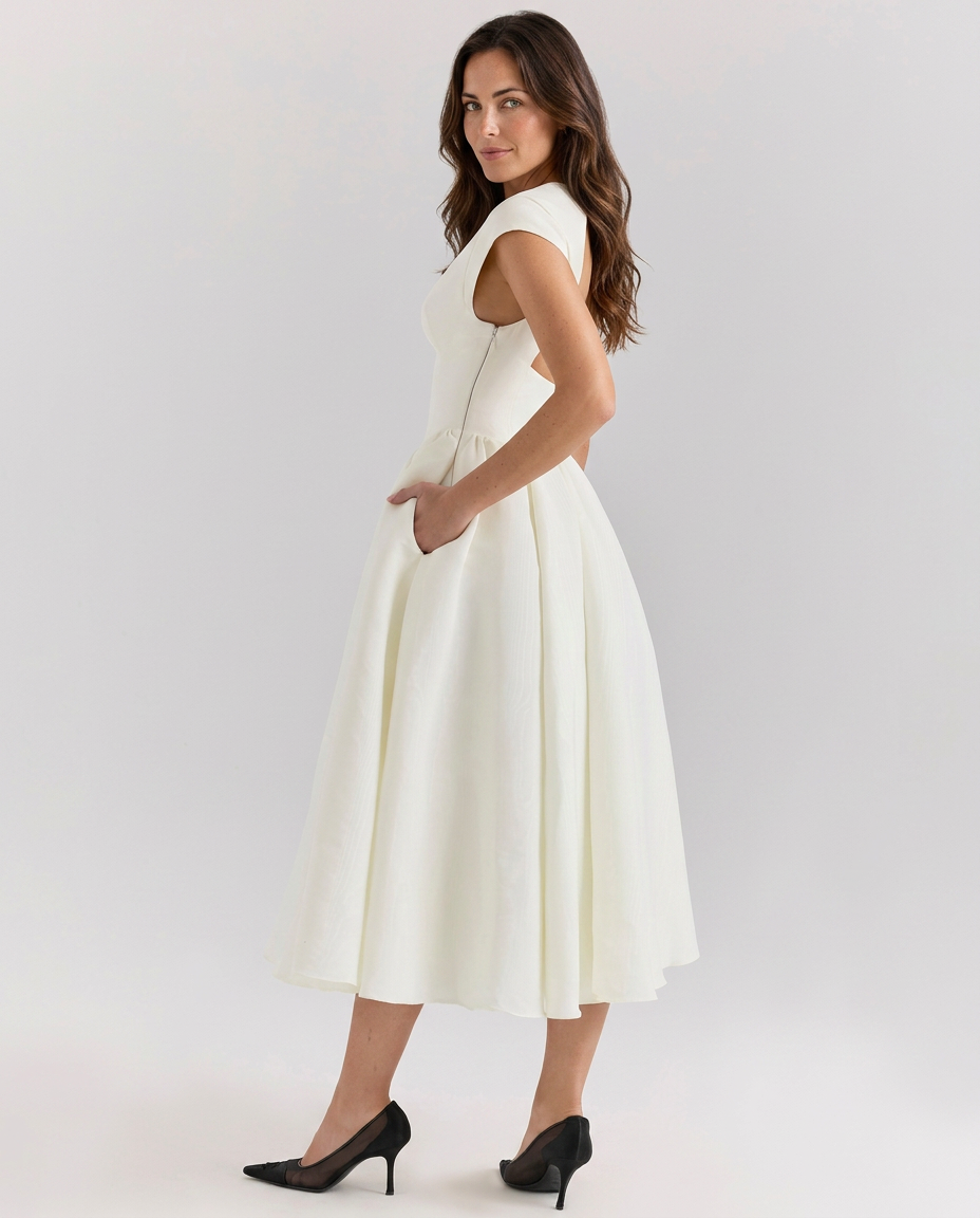 EVIE | Corset Open Back Tulle Midi Dress