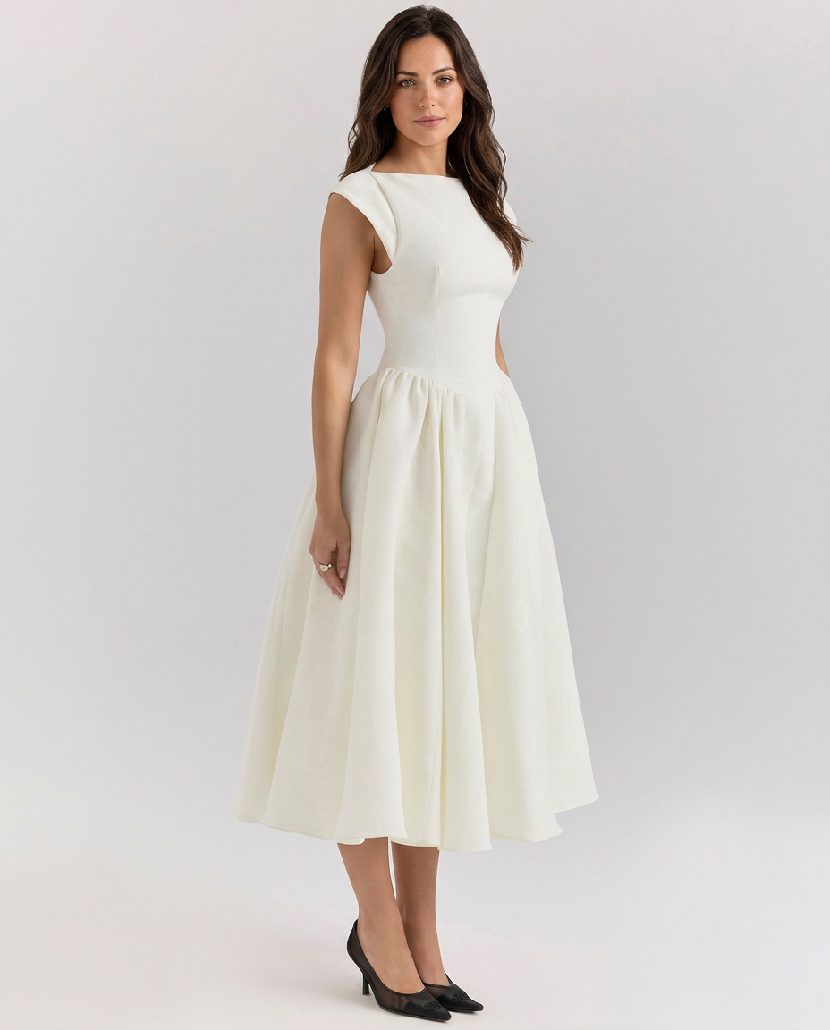 EVIE | Corset Open Back Tulle Midi Dress