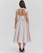 EVIE | Corset Open Back Tulle Midi Dress