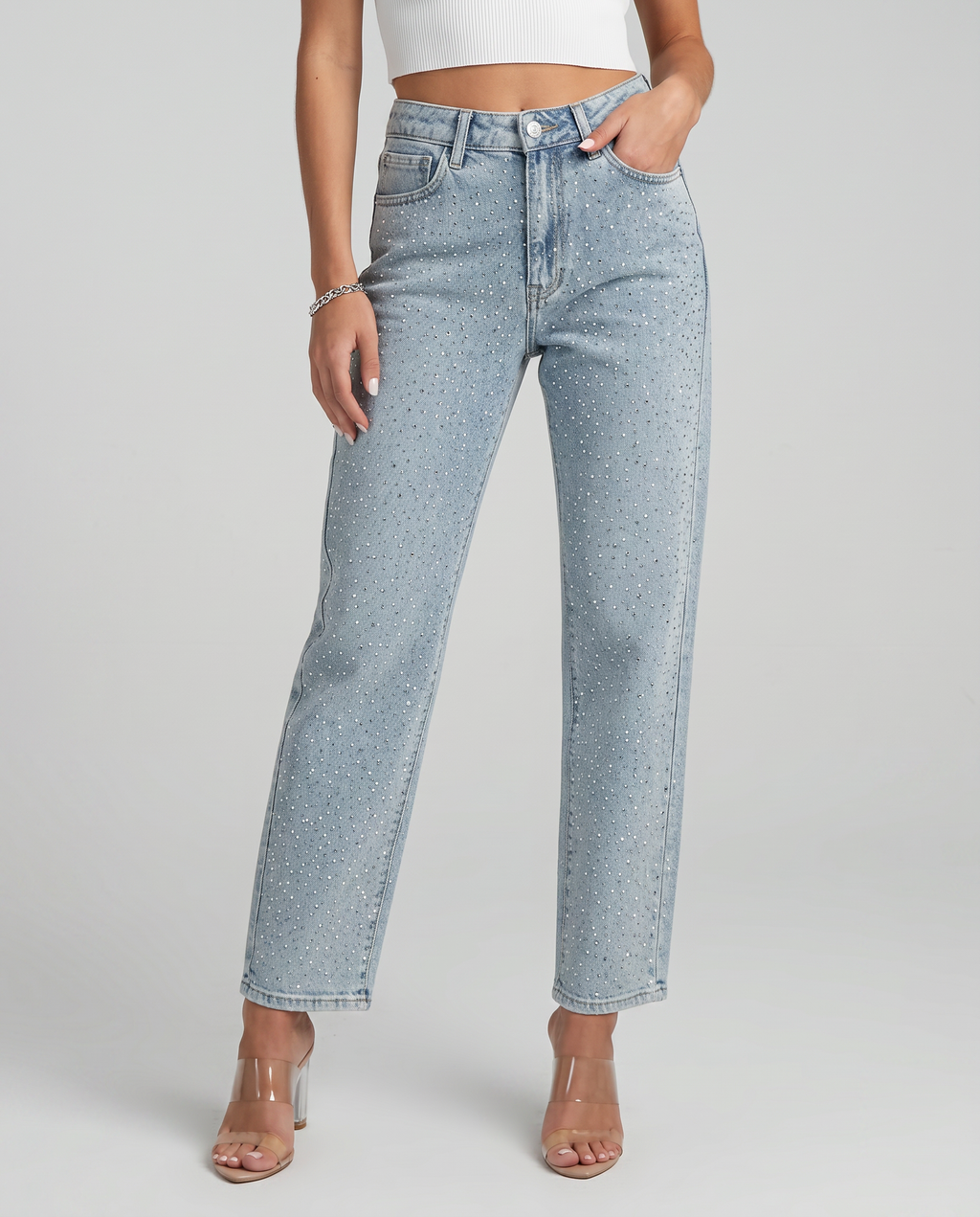 EVIE | High Waist Shimmer Finish Jeans