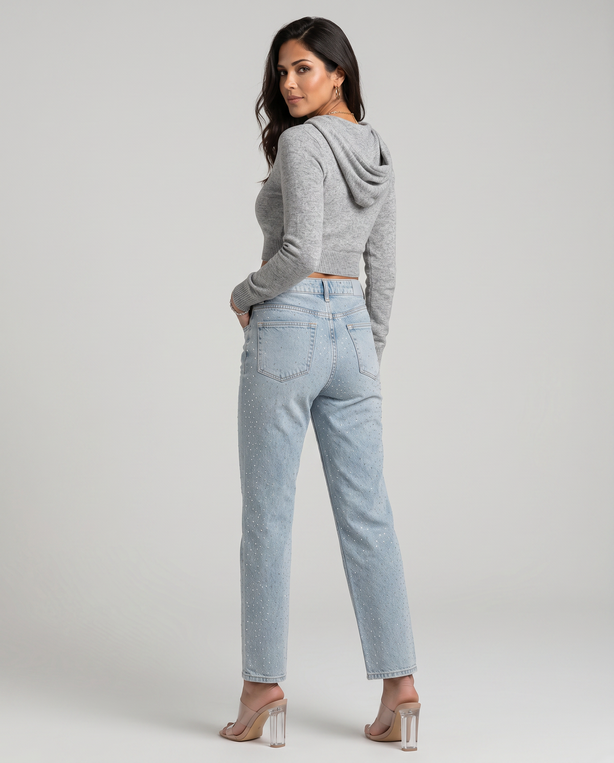 EVIE | High Waist Shimmer Finish Jeans