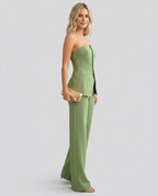 EVIE | Strapless Corset Bustier Wide Leg Pants Set