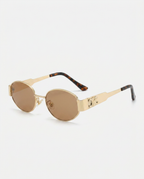 EVIE | Small Oval Acetate Sunglasses with Metal Frame Detail