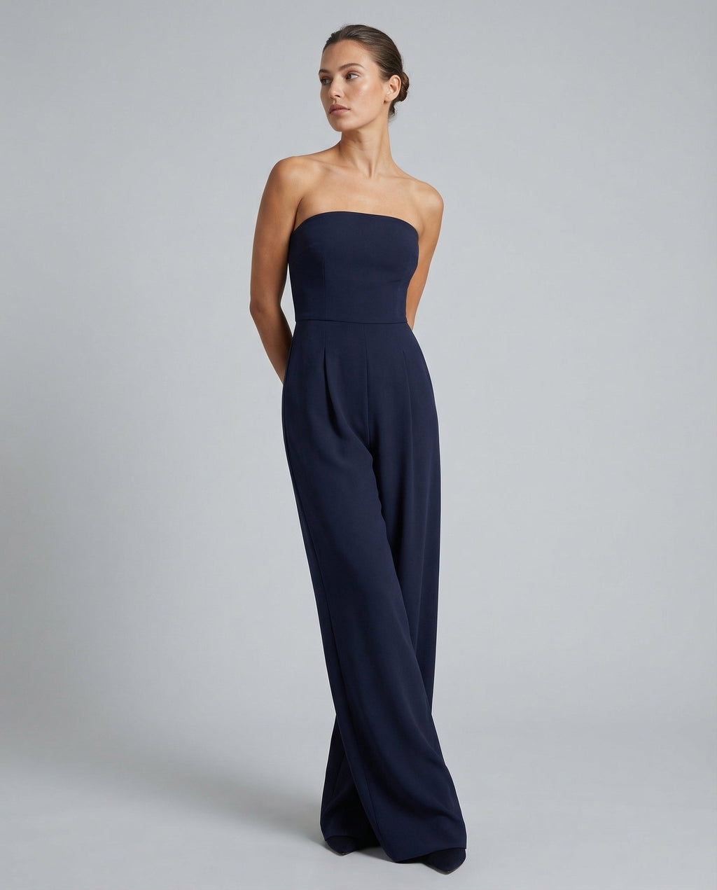 EVIE | Strapless Pleated Wide Leg Jumpsuit