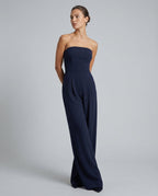 EVIE | Strapless Pleated Wide Leg Jumpsuit