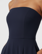 EVIE | Strapless Pleated Wide Leg Jumpsuit