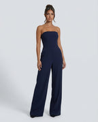 EVIE | Strapless Pleated Wide Leg Jumpsuit