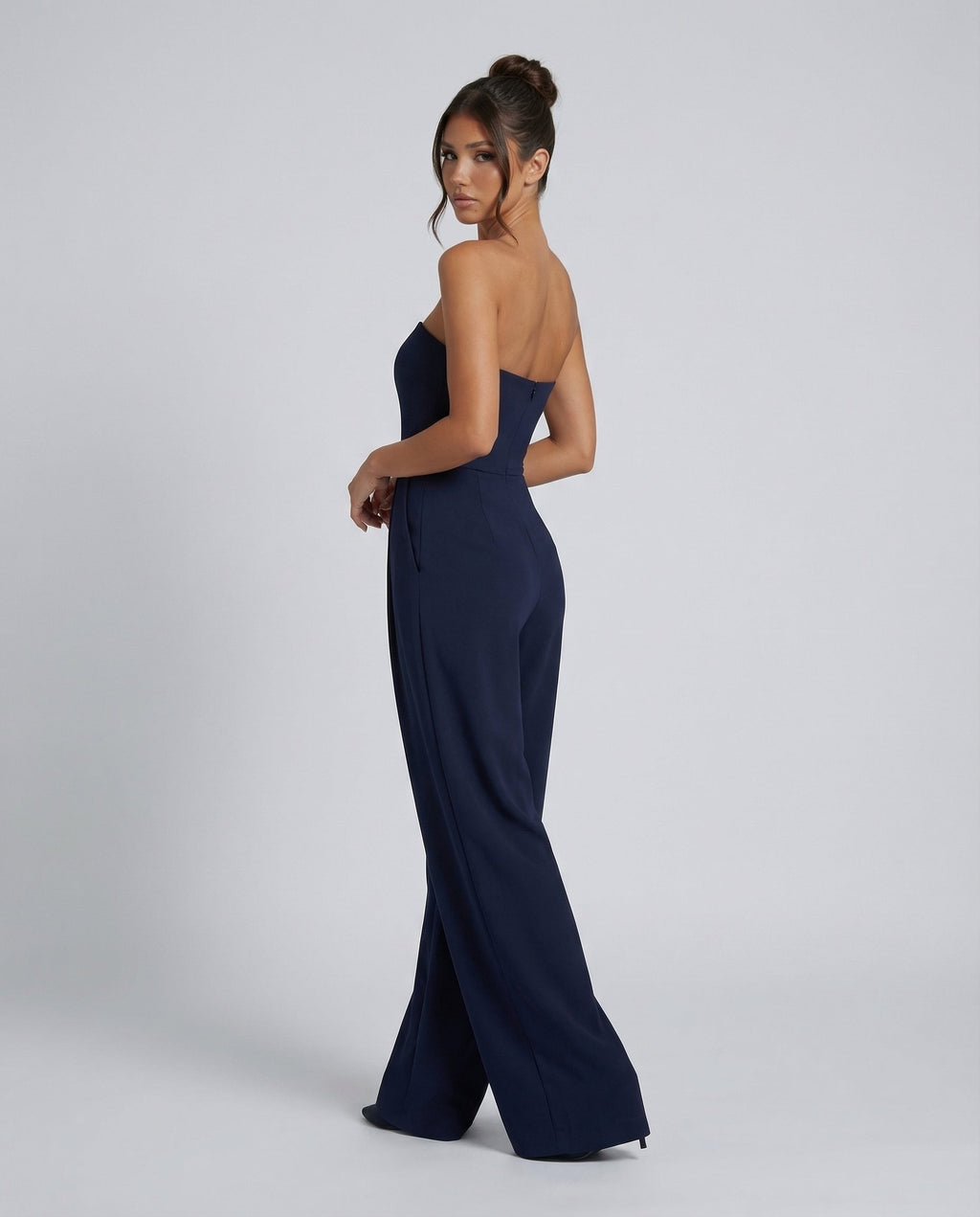 EVIE | Strapless Pleated Wide Leg Jumpsuit