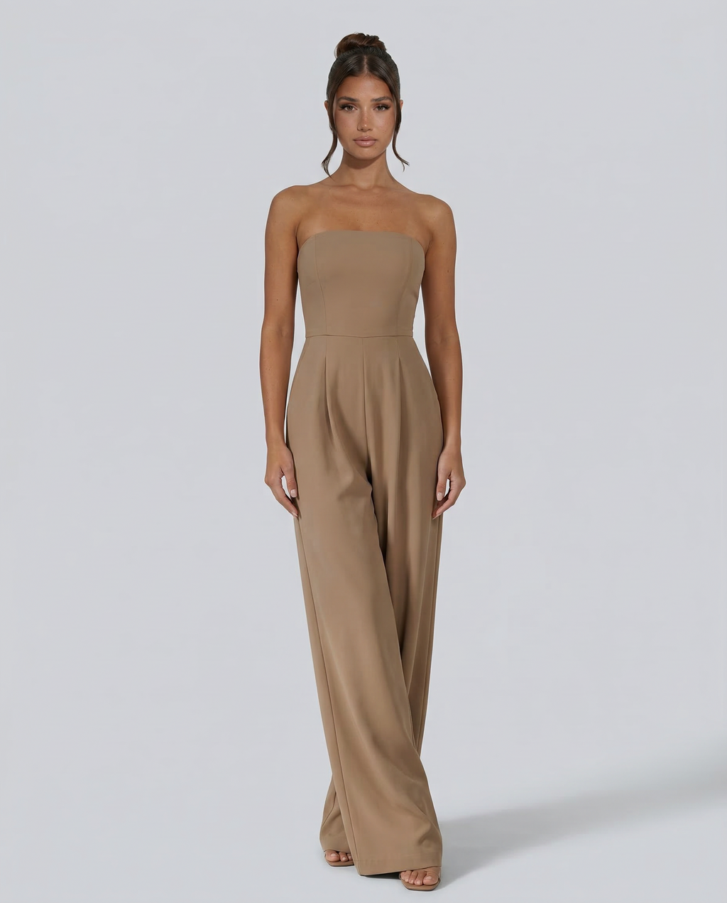 EVIE | Strapless Pleated Wide Leg Jumpsuit