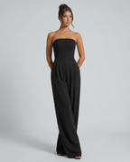 EVIE | Strapless Pleated Wide Leg Jumpsuit