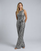 EVIE | Sleeveless Sequin Open Back Jumpsuit