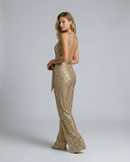 EVIE | Sleeveless Sequin Open Back Jumpsuit
