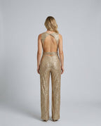 EVIE | Sleeveless Sequin Open Back Jumpsuit