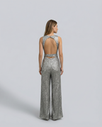 EVIE | Sleeveless Sequin Open Back Jumpsuit