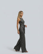 EVIE | Sleeveless Sequin Open Back Jumpsuit