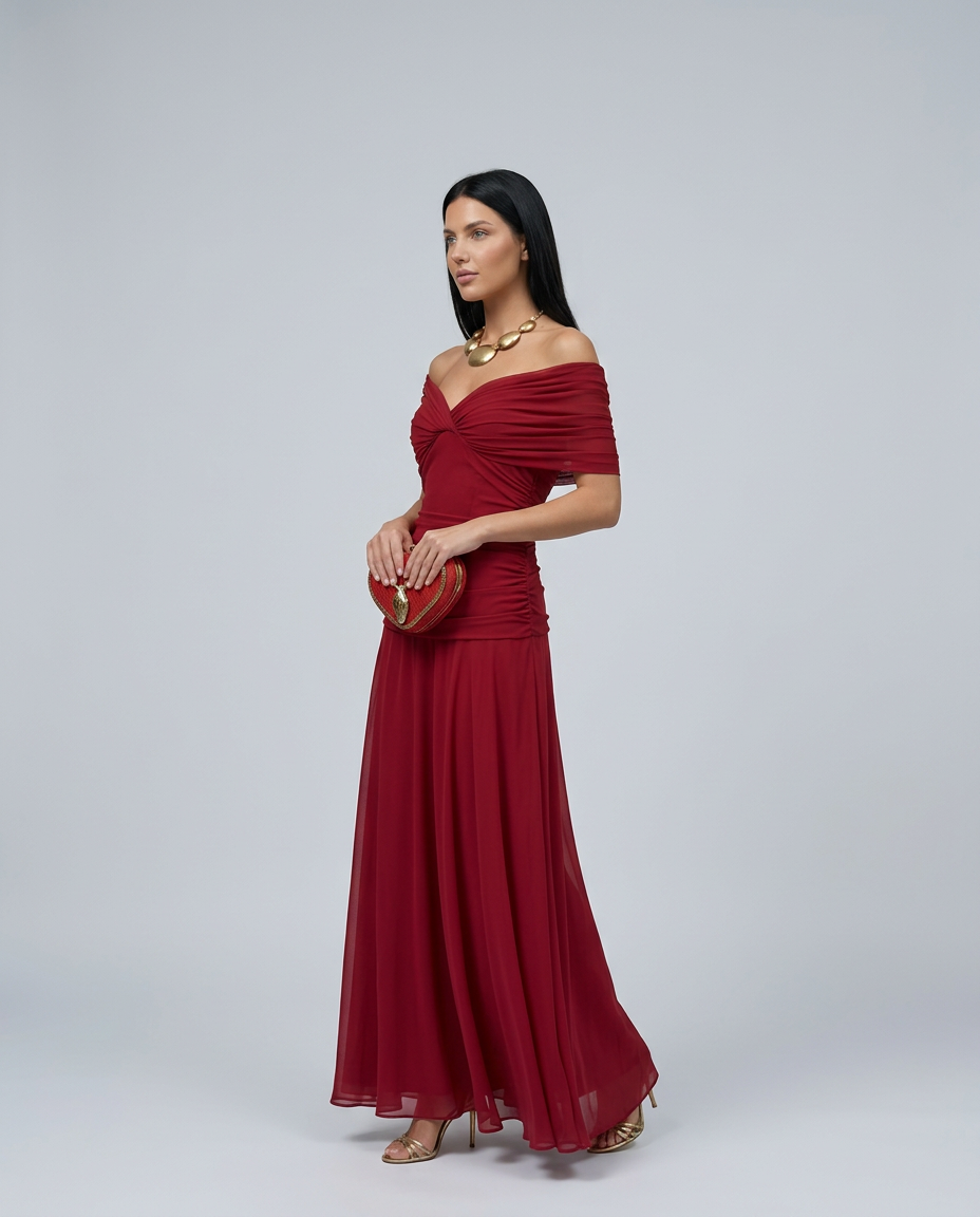 EVIE | Draped V-Neck Wrap Maxi Dress
