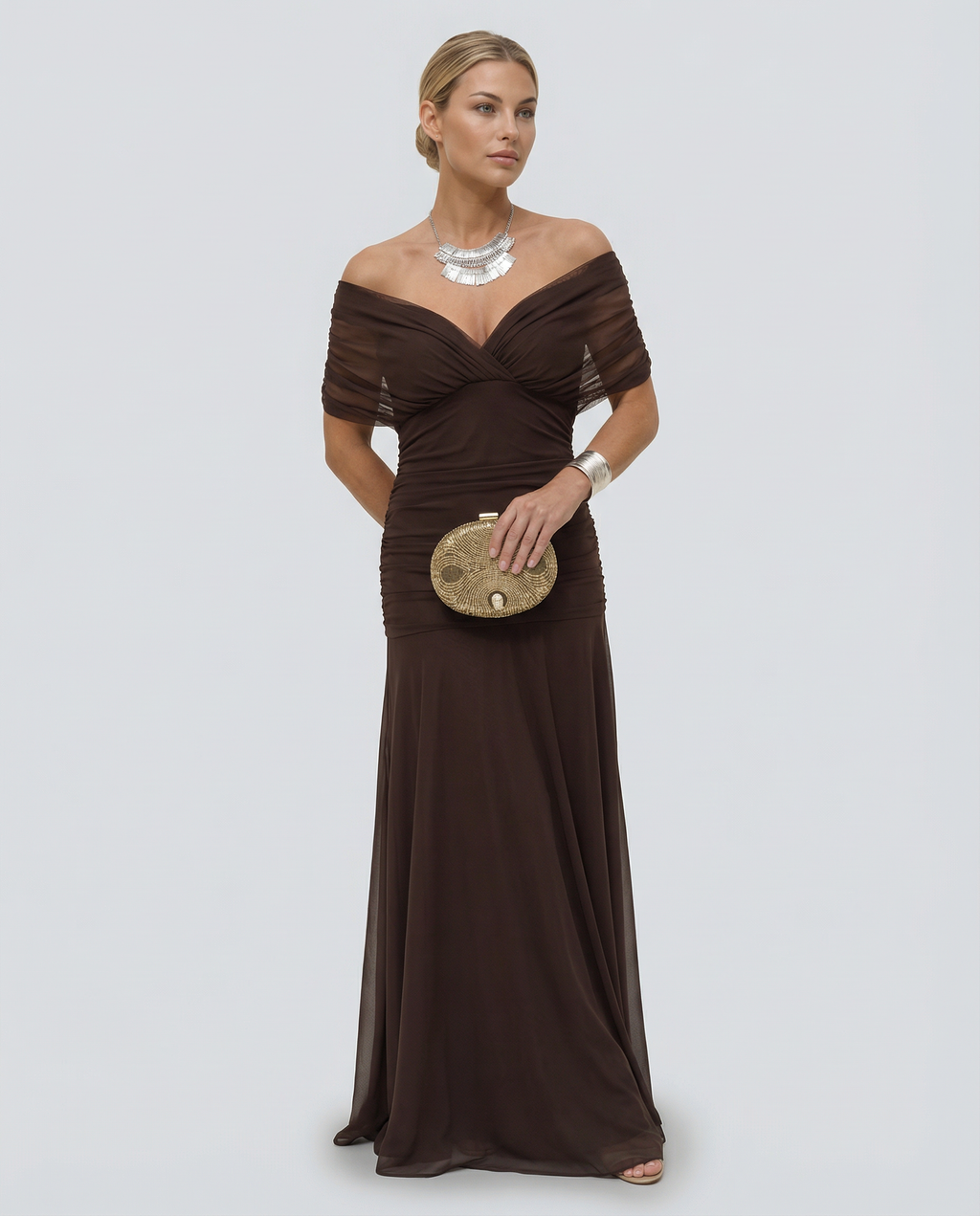 EVIE | Draped V-Neck Wrap Maxi Dress