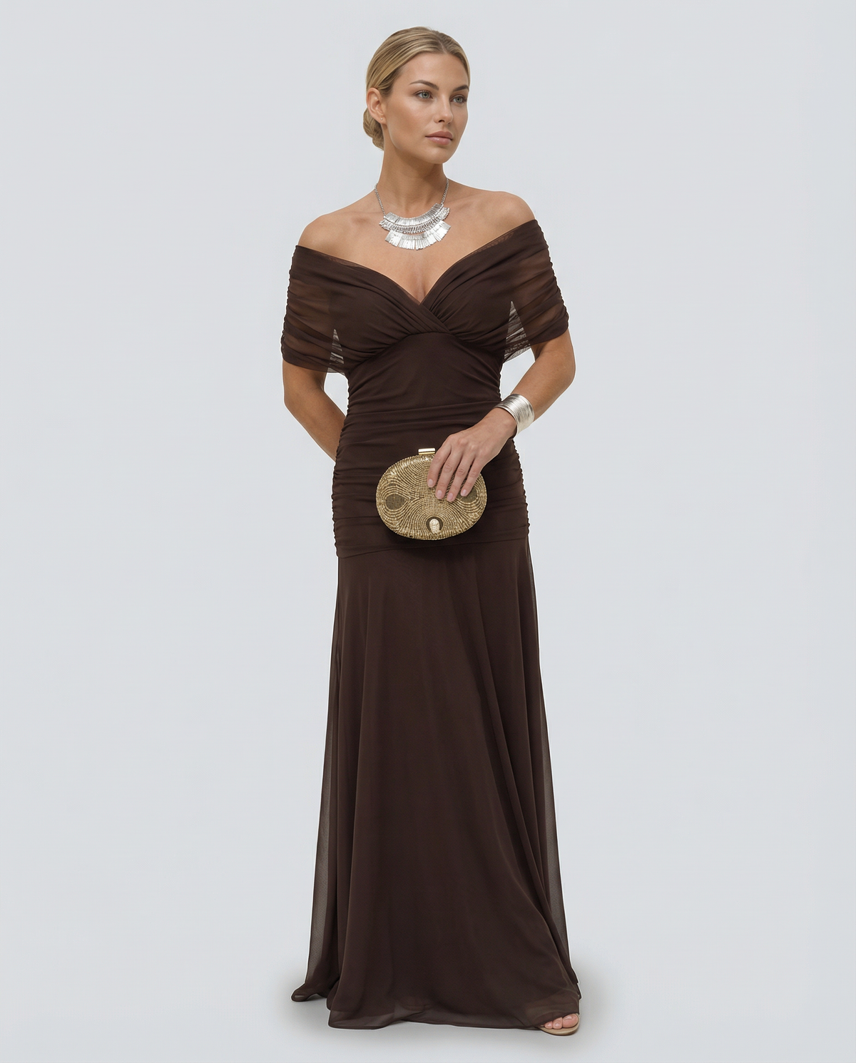 EVIE | Draped V-Neck Wrap Maxi Dress