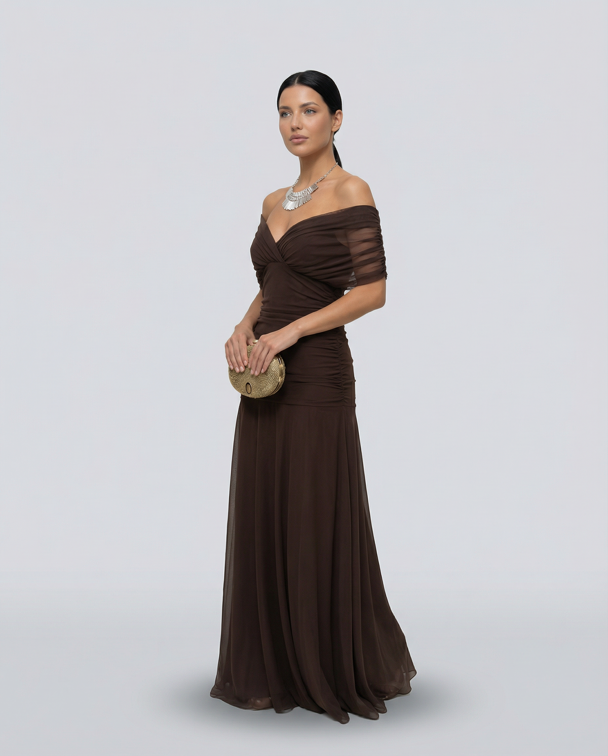 EVIE | Draped V-Neck Wrap Maxi Dress