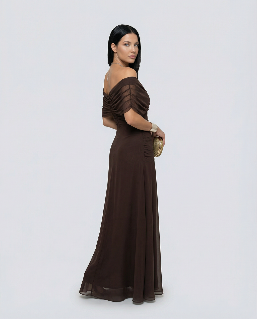 EVIE | Draped V-Neck Wrap Maxi Dress