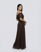 EVIE | Draped V-Neck Wrap Maxi Dress