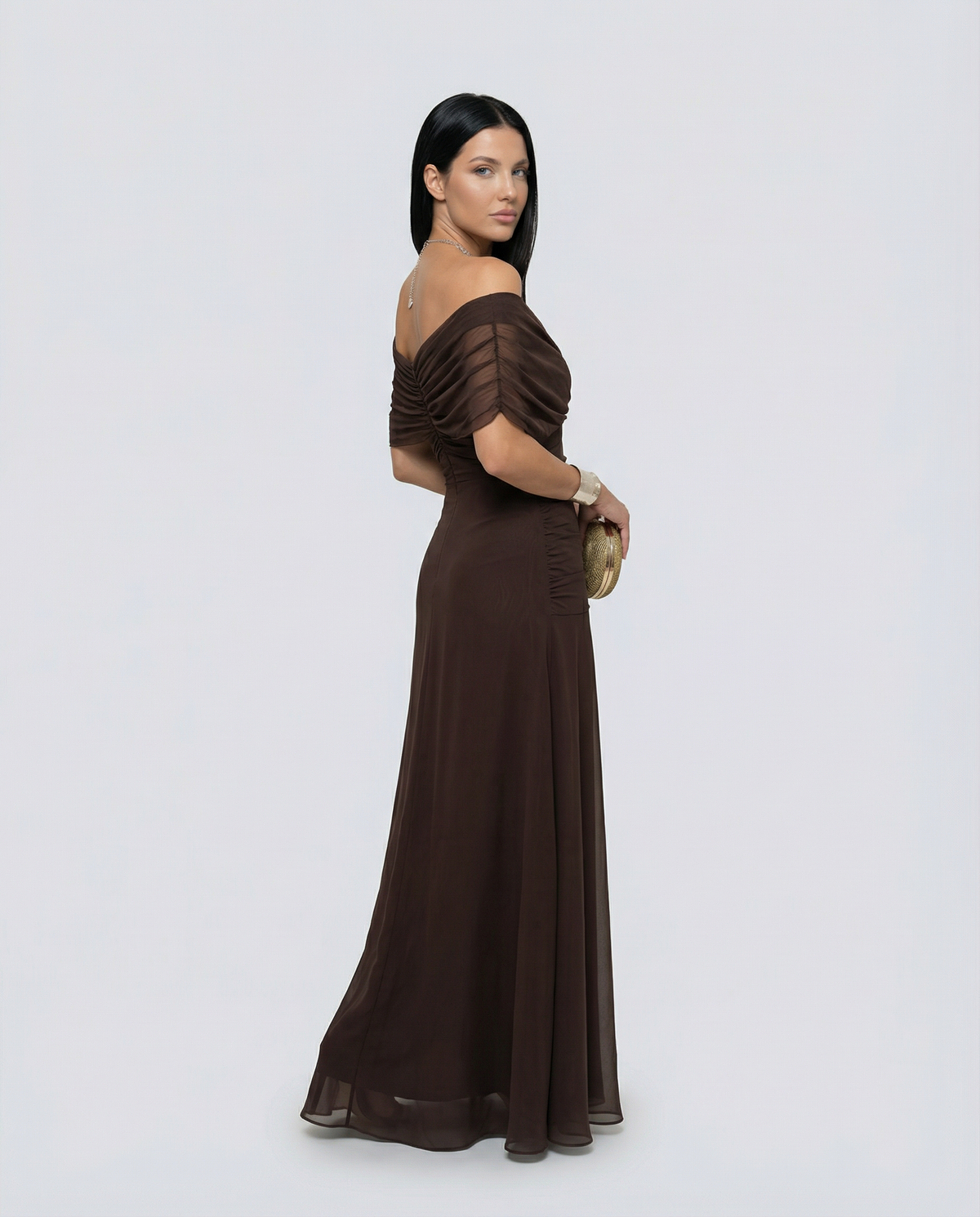 EVIE | Draped V-Neck Wrap Maxi Dress