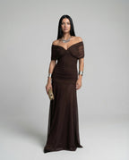 EVIE | Draped V-Neck Wrap Maxi Dress
