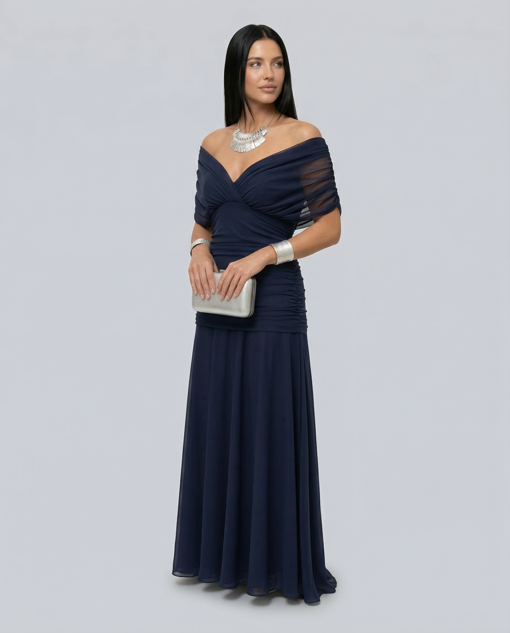 EVIE | Draped V-Neck Wrap Maxi Dress