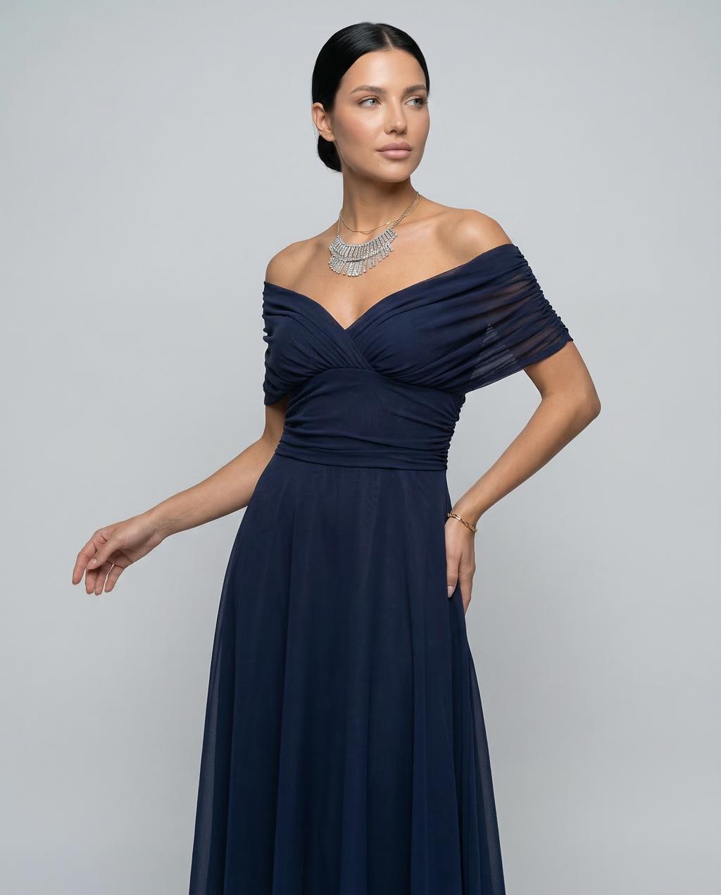 EVIE | Draped V-Neck Wrap Maxi Dress