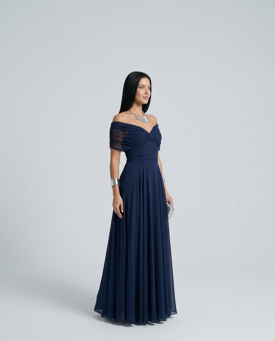 EVIE | Draped V-Neck Wrap Maxi Dress