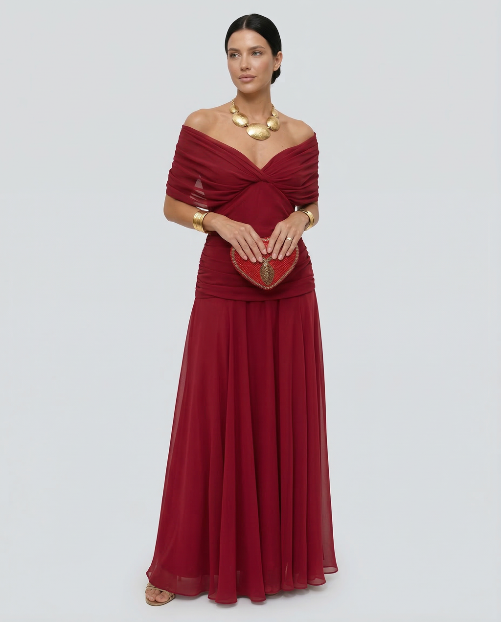 EVIE | Draped V-Neck Wrap Maxi Dress