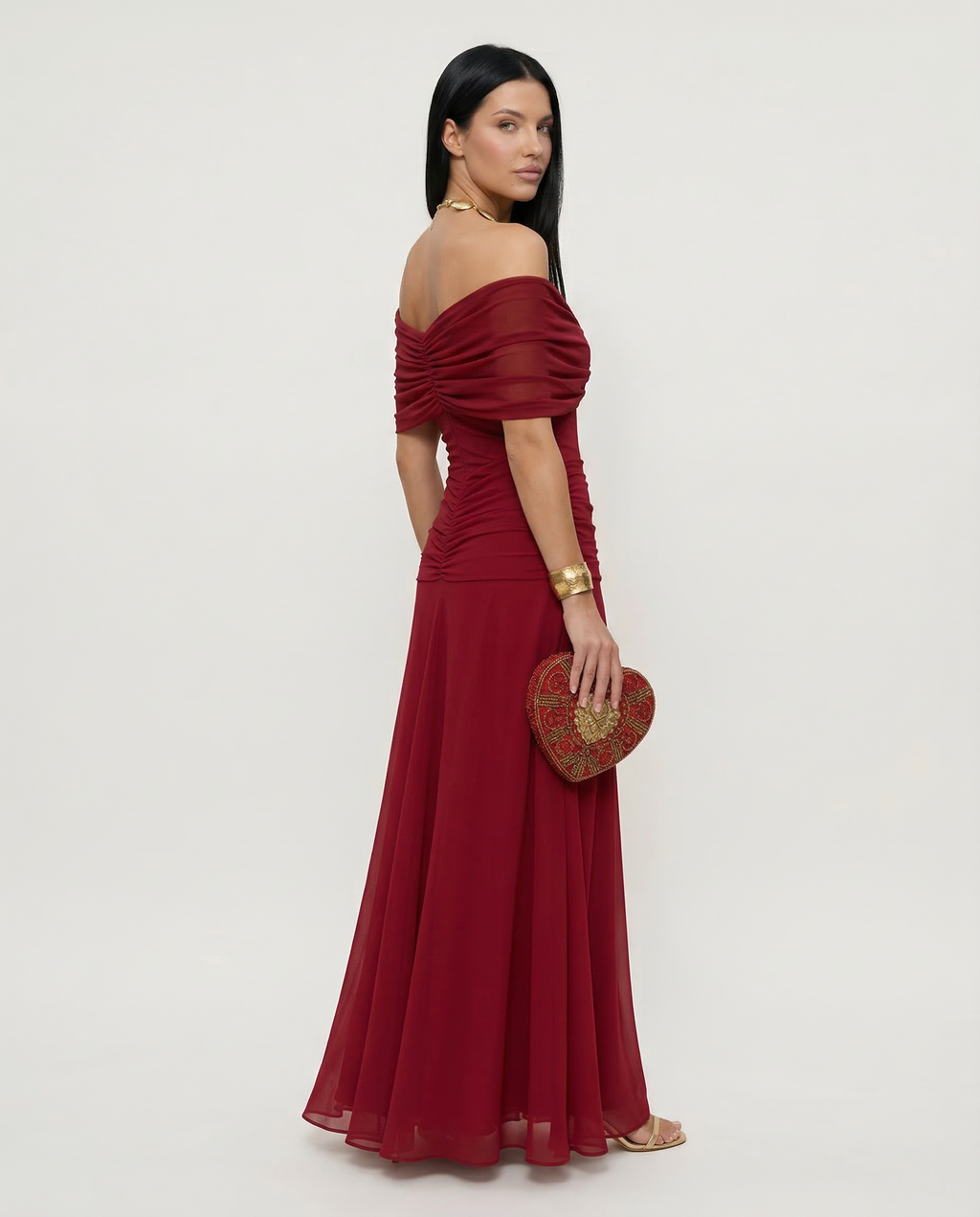 EVIE | Draped V-Neck Wrap Maxi Dress