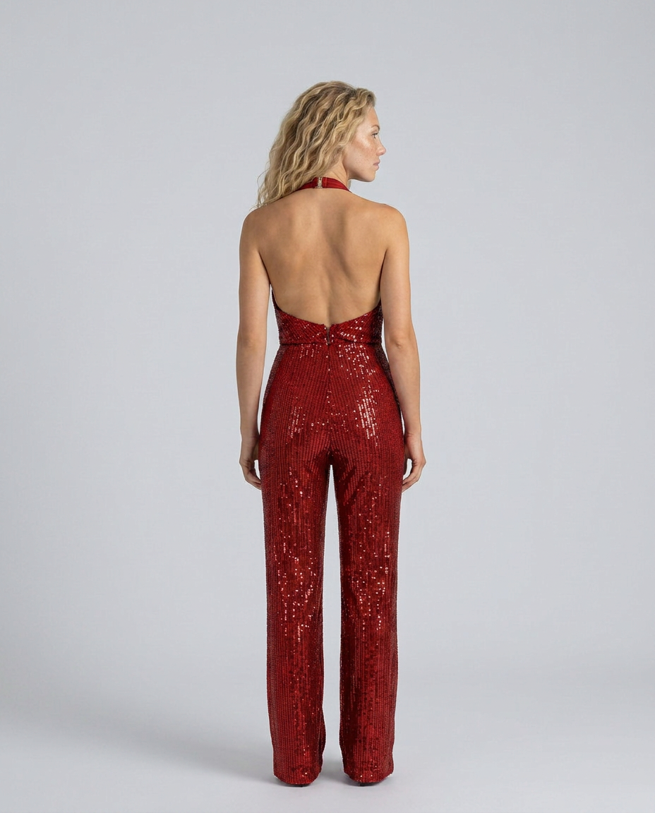 EVIE | Sequin Halter Neck Jumpsuit