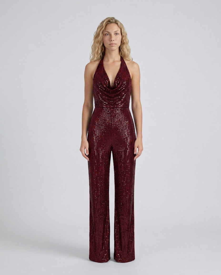 EVIE | Sequin Halter Neck Jumpsuit