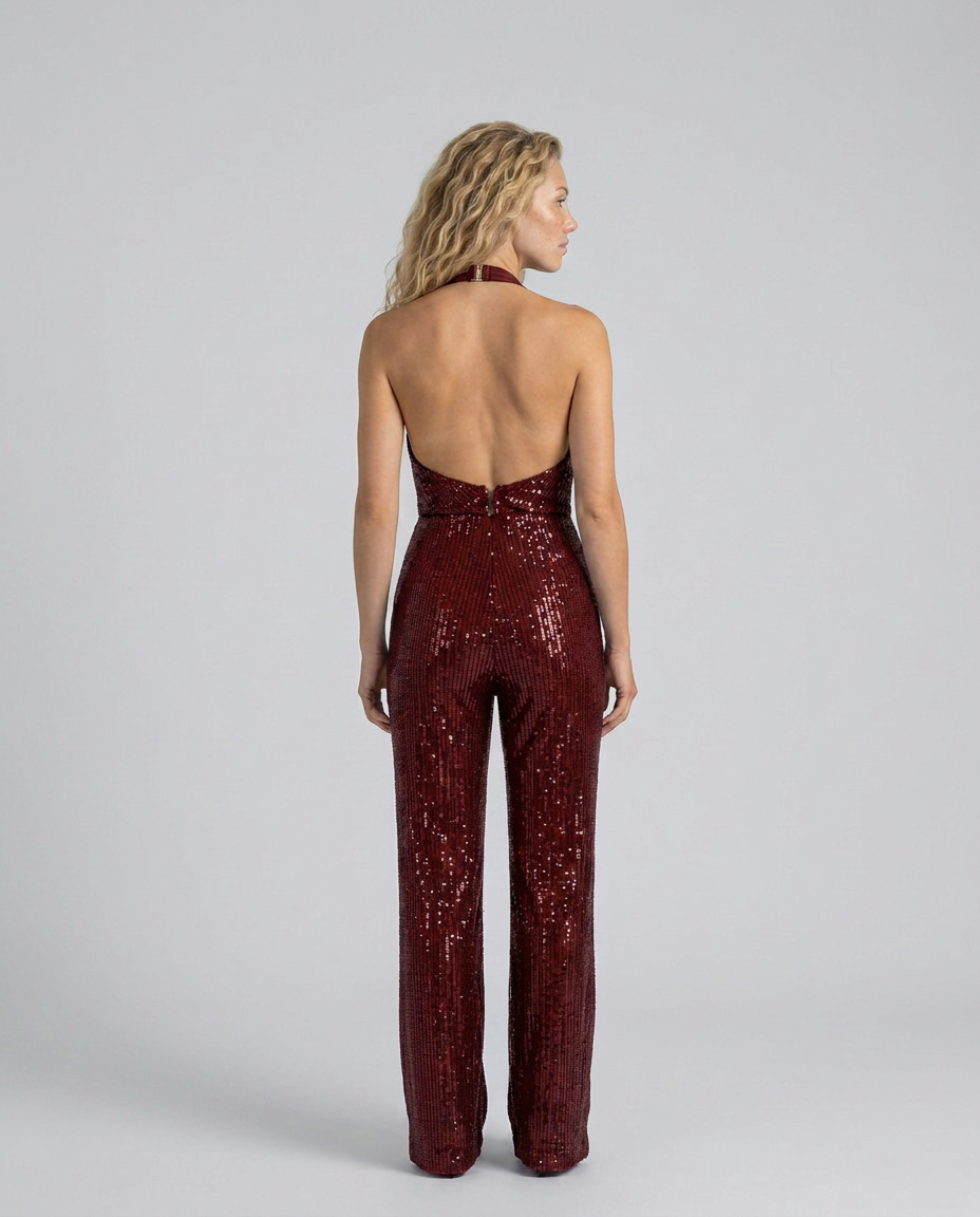 EVIE | Sequin Halter Neck Jumpsuit