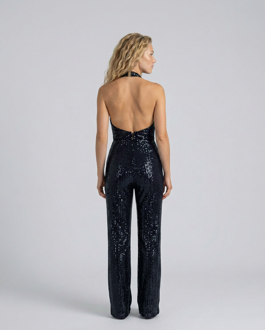 EVIE | Sequin Halter Neck Jumpsuit