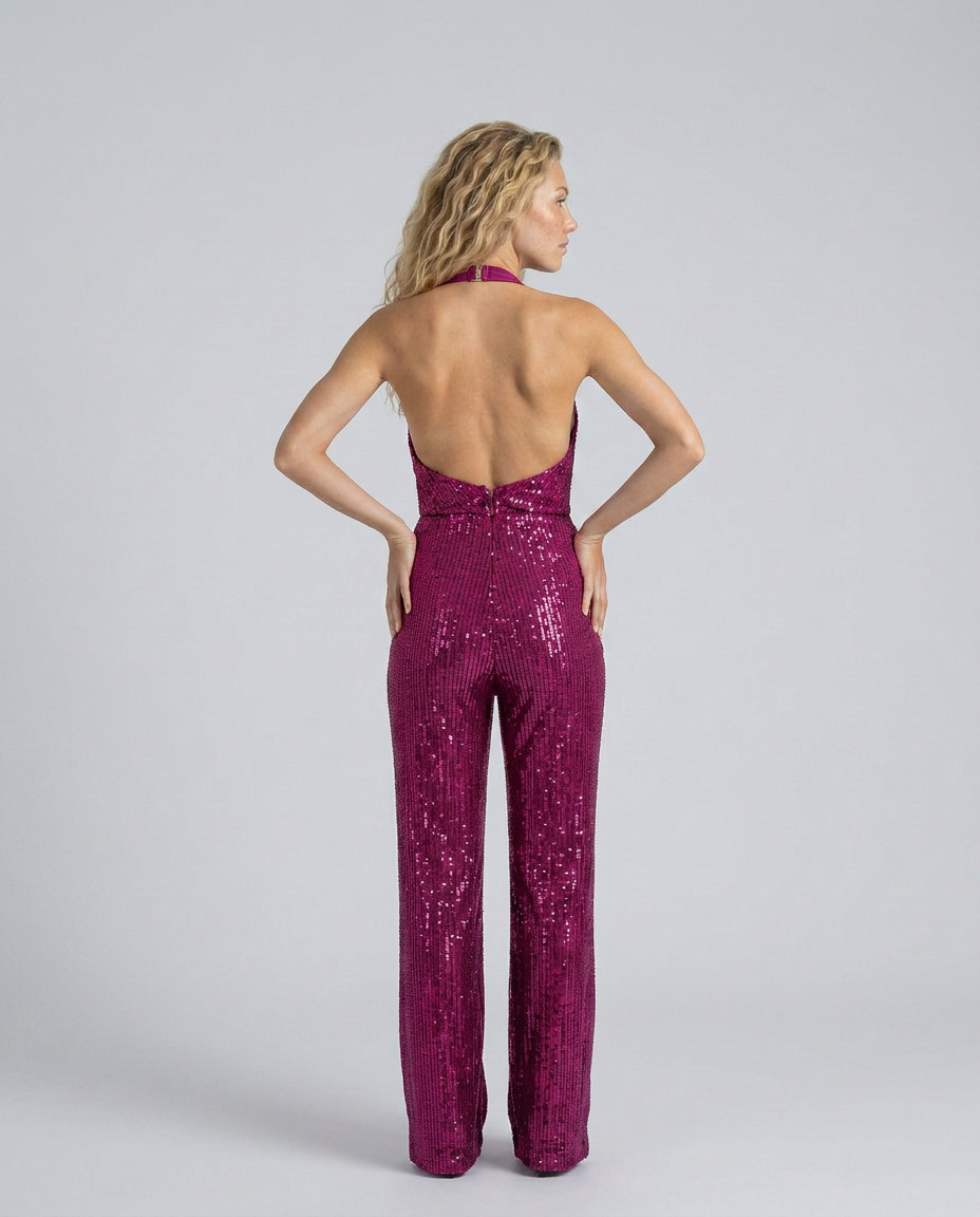 EVIE | Sequin Halter Neck Jumpsuit