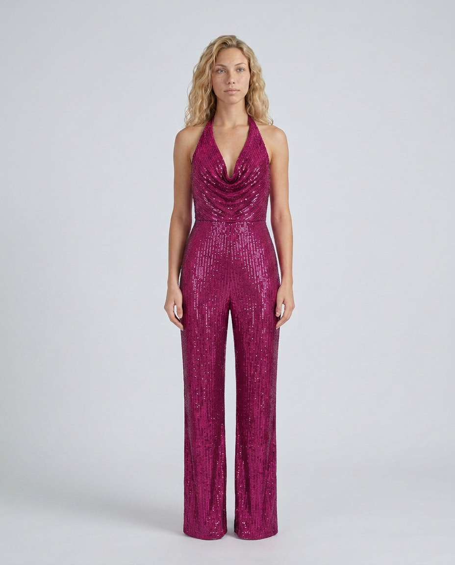 EVIE | Sequin Halter Neck Jumpsuit