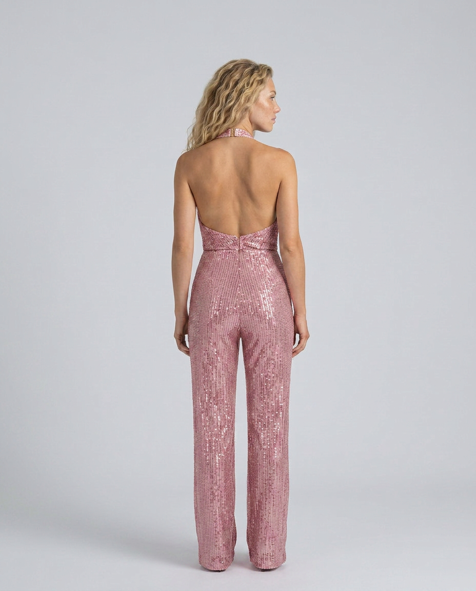 EVIE | Sequin Halter Neck Jumpsuit