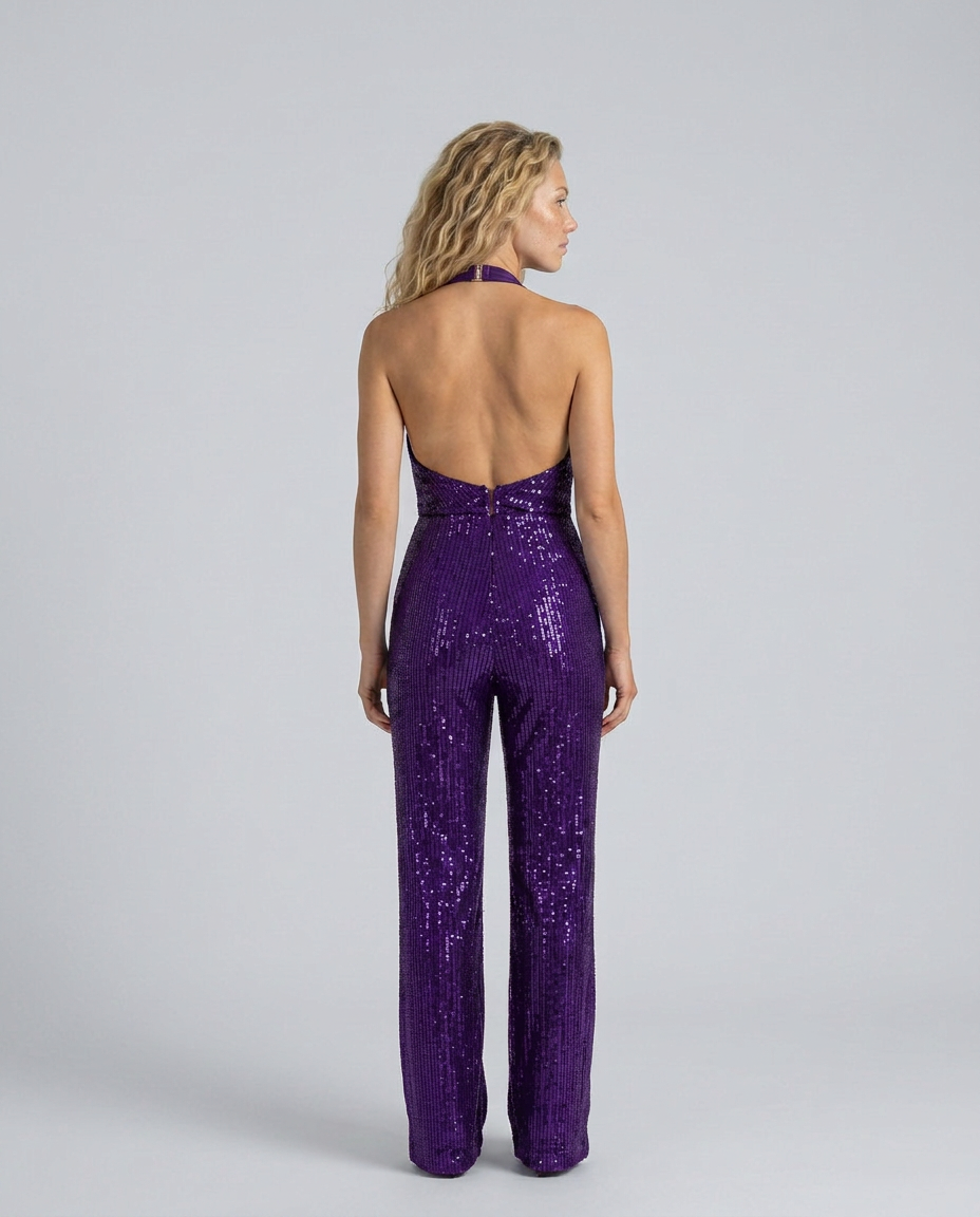 EVIE | Sequin Halter Neck Jumpsuit