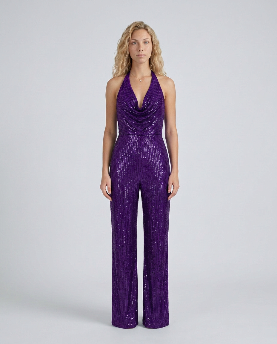 EVIE | Sequin Halter Neck Jumpsuit