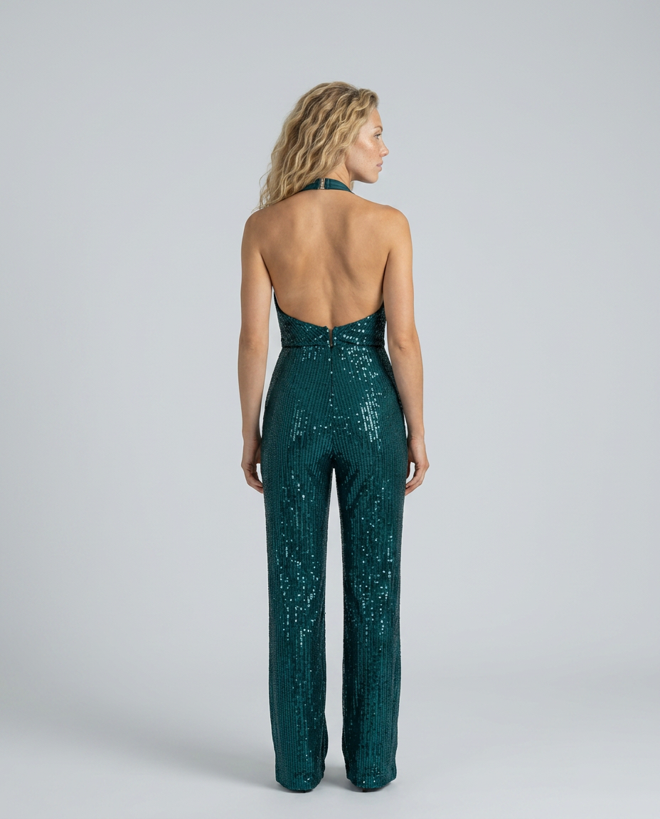 EVIE | Sequin Halter Neck Jumpsuit