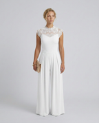 EVIE | Lace Bodice Cap Sleeve Wide Leg Jumpsuit