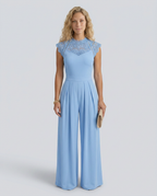 EVIE | Lace Bodice Cap Sleeve Wide Leg Jumpsuit