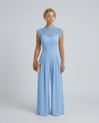 EVIE | Lace Bodice Cap Sleeve Wide Leg Jumpsuit