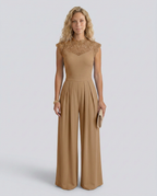 EVIE | Lace Bodice Cap Sleeve Wide Leg Jumpsuit