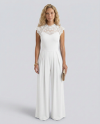EVIE | Lace Bodice Cap Sleeve Wide Leg Jumpsuit