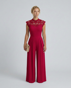 EVIE | Lace Bodice Cap Sleeve Wide Leg Jumpsuit