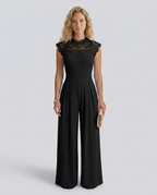 EVIE | Lace Bodice Cap Sleeve Wide Leg Jumpsuit