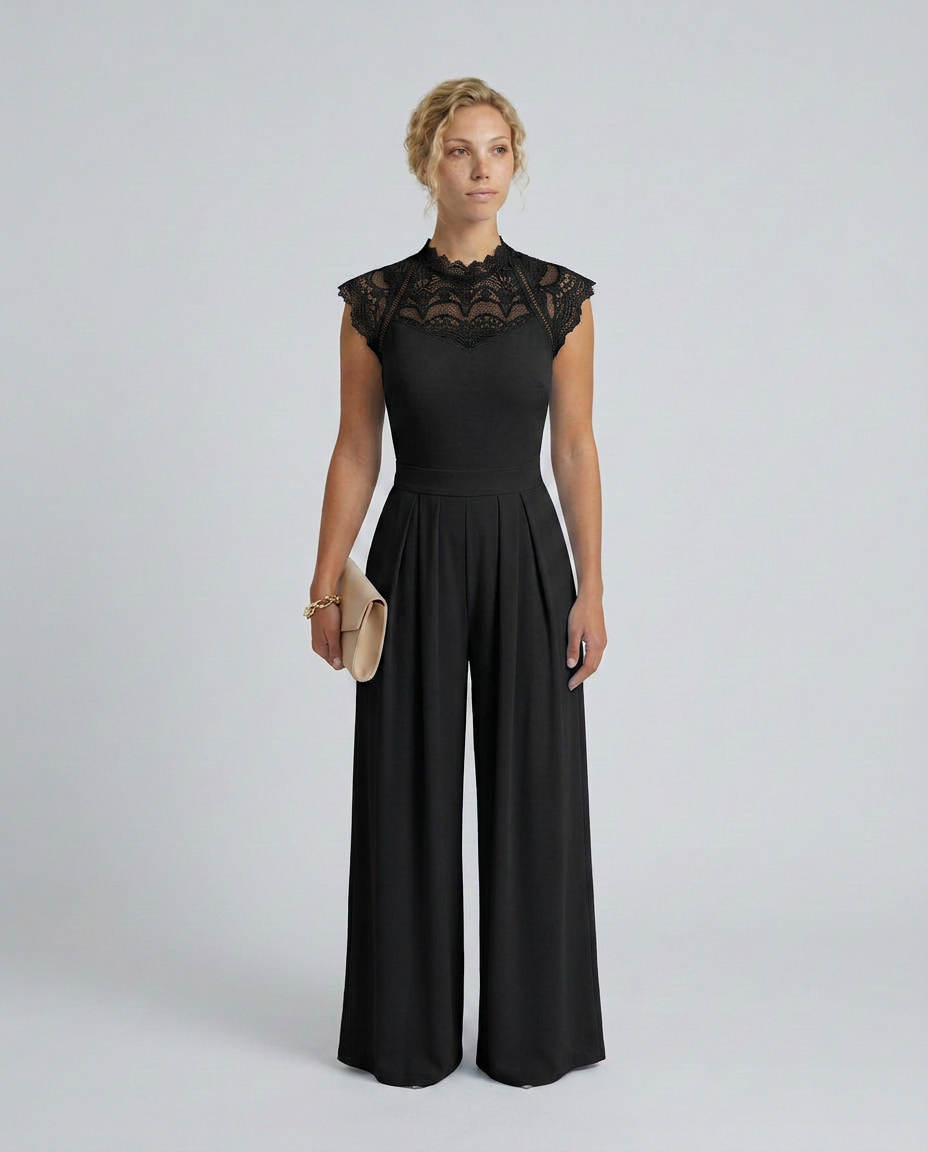 EVIE | Lace Bodice Cap Sleeve Wide Leg Jumpsuit